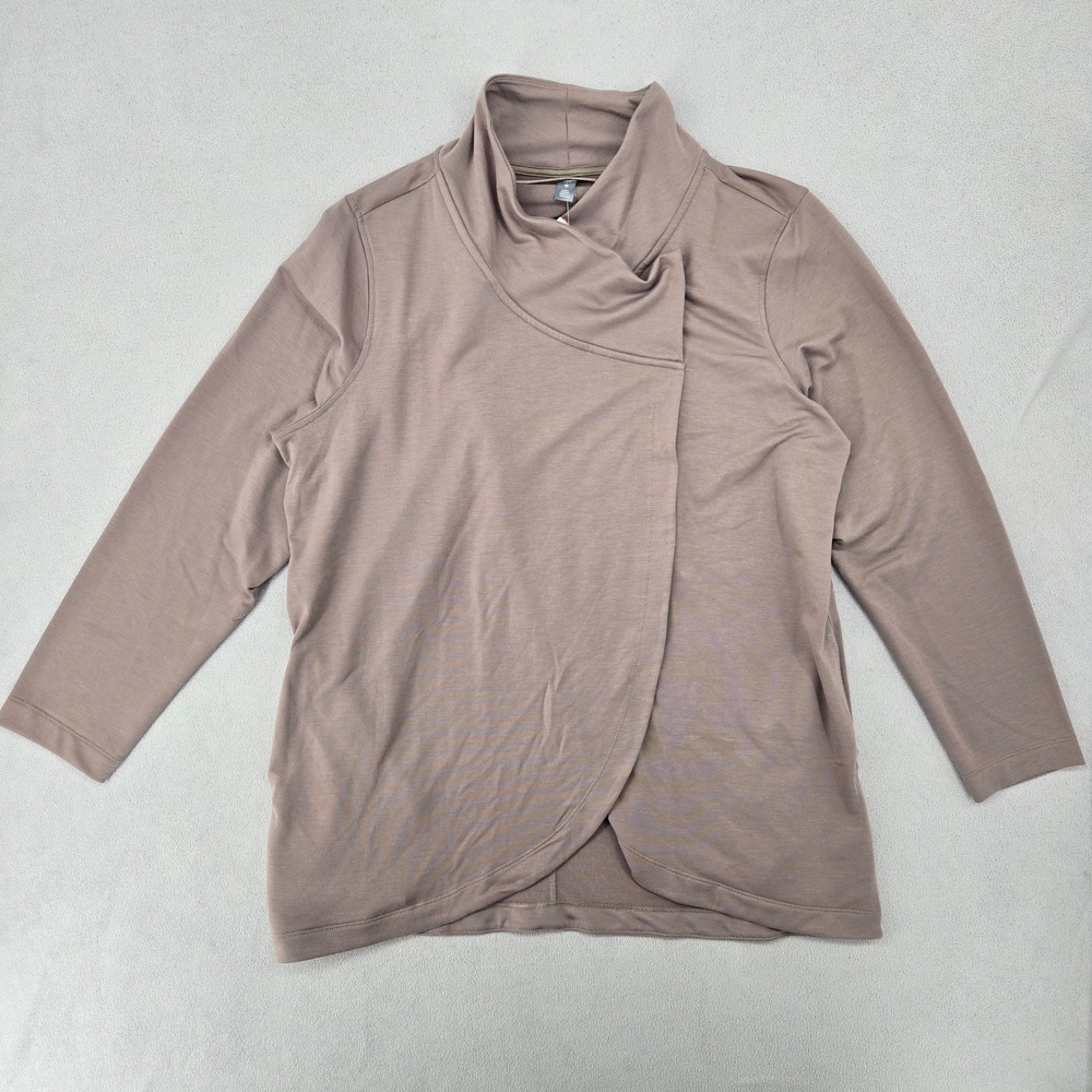 Joe Fresh Womens NWT 1X Active Wrap Pullover Cowl Neck Mauve Athleisure Top